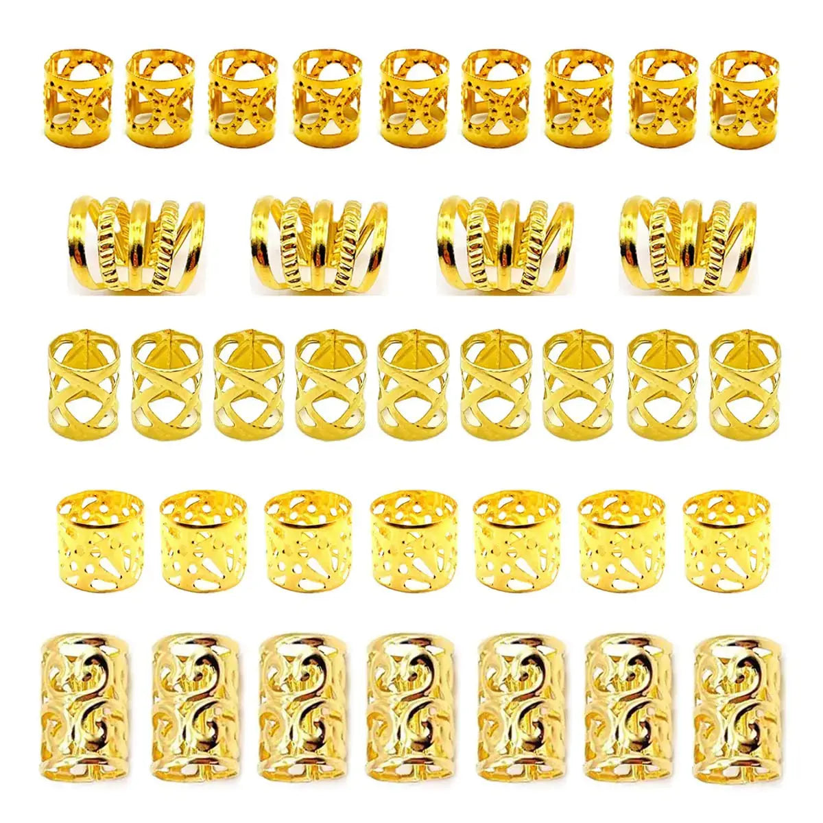 100 PCS Gold Loc Hair Jewelry Braiding Cuffs for Braids & Dreadlocks | Hair Accessories for Women and Girls