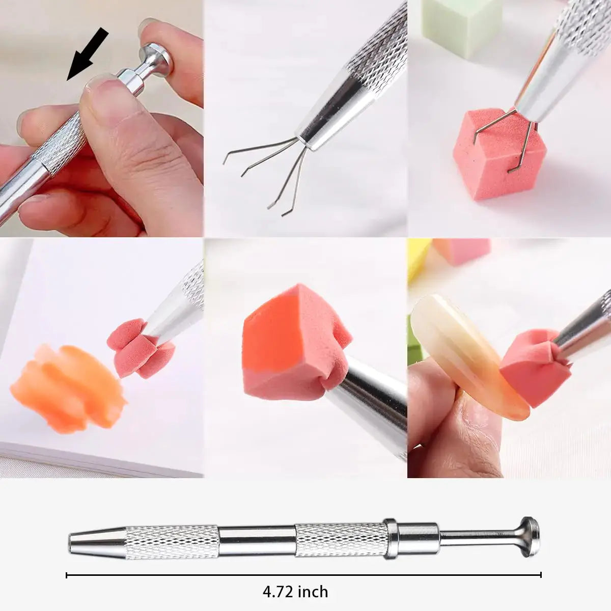 100Pcs Soft Nail Sponges for Ombre Mini Nail Art With Grabbing Pen & Gel Polish Palette Paper