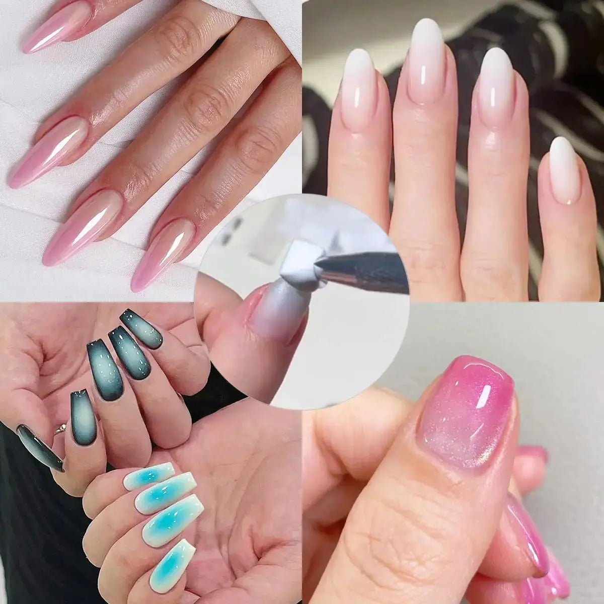 100Pcs Soft Nail Sponges for Ombre Mini Nail Art With Grabbing Pen & Gel Polish Palette Paper