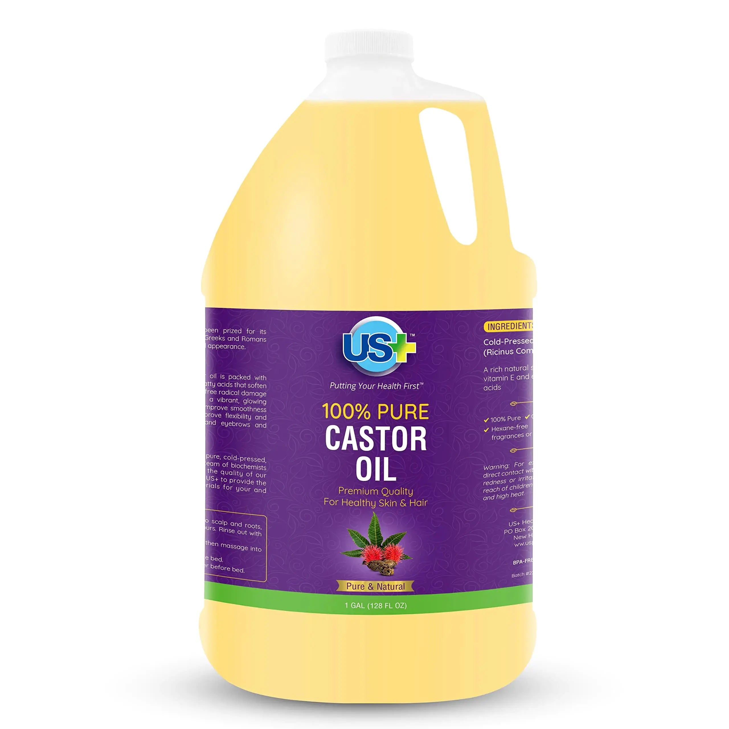 100% Pure Castor Oil | Cold-Pressed, Unrefined, Hexane-Free