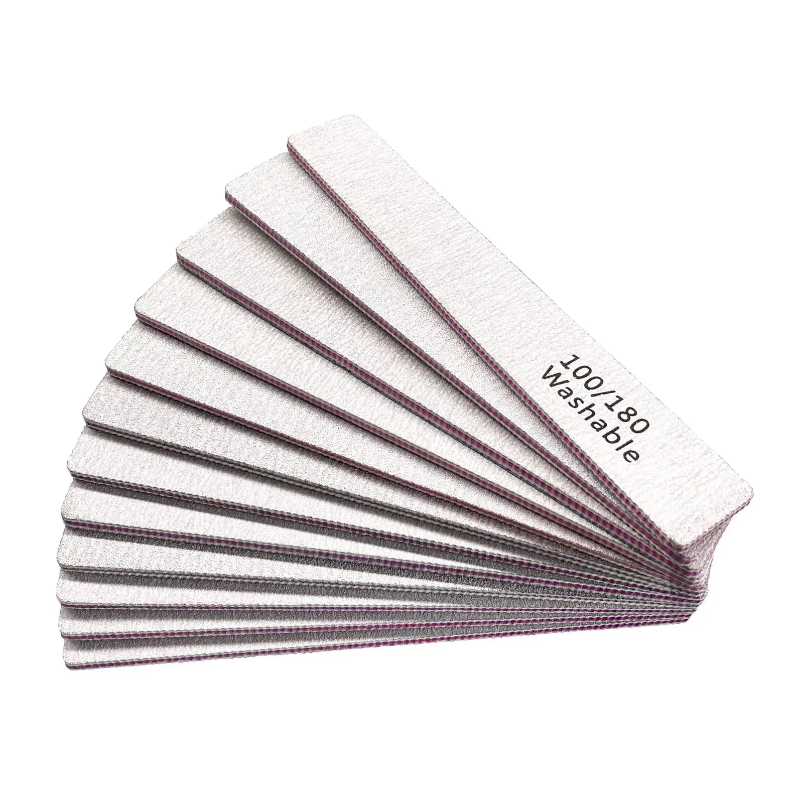 12 PCS Professional Nail Files - 100/180 Grit Washable Manicure Tools