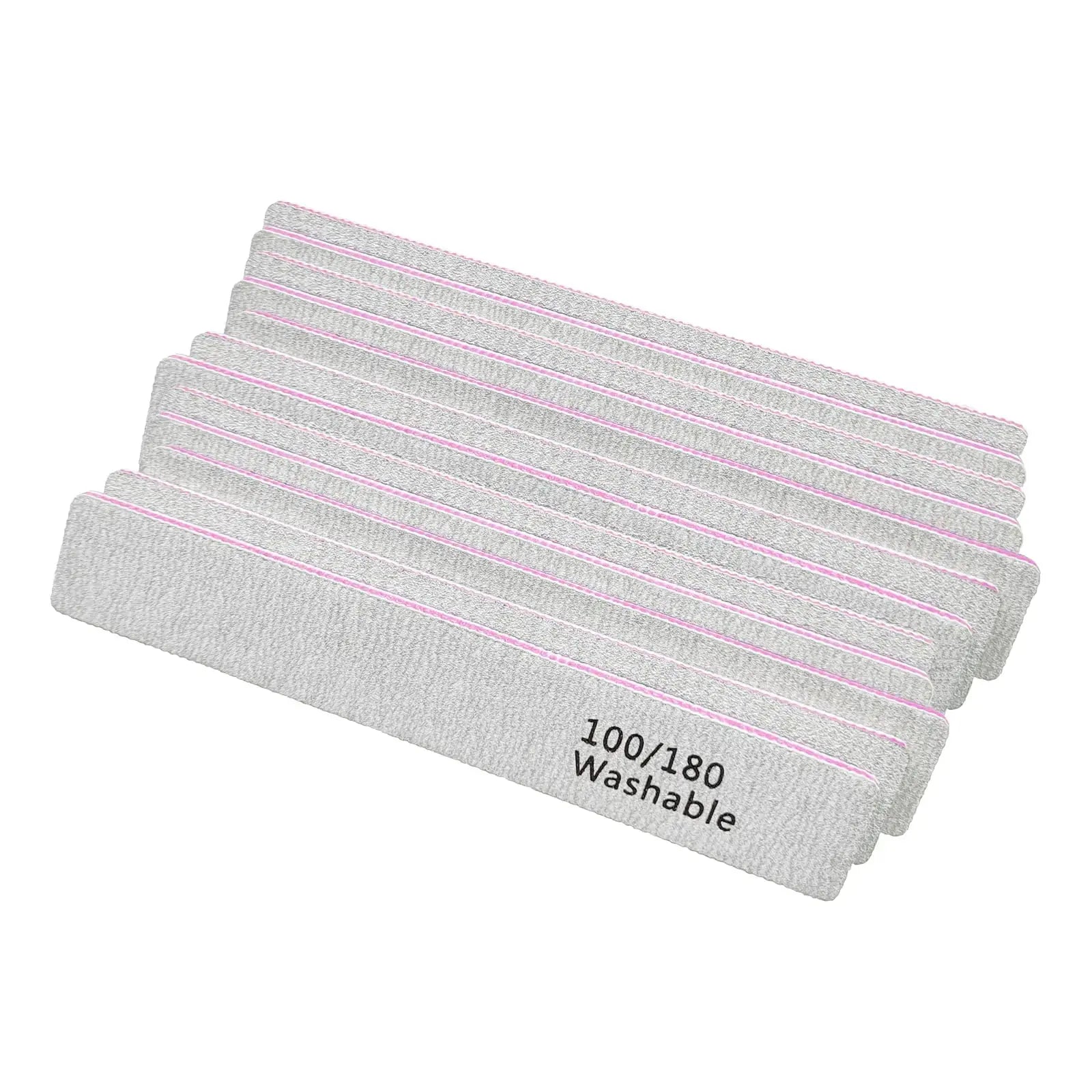 12 PCS Professional Nail Files - 100/180 Grit Washable Manicure Tools