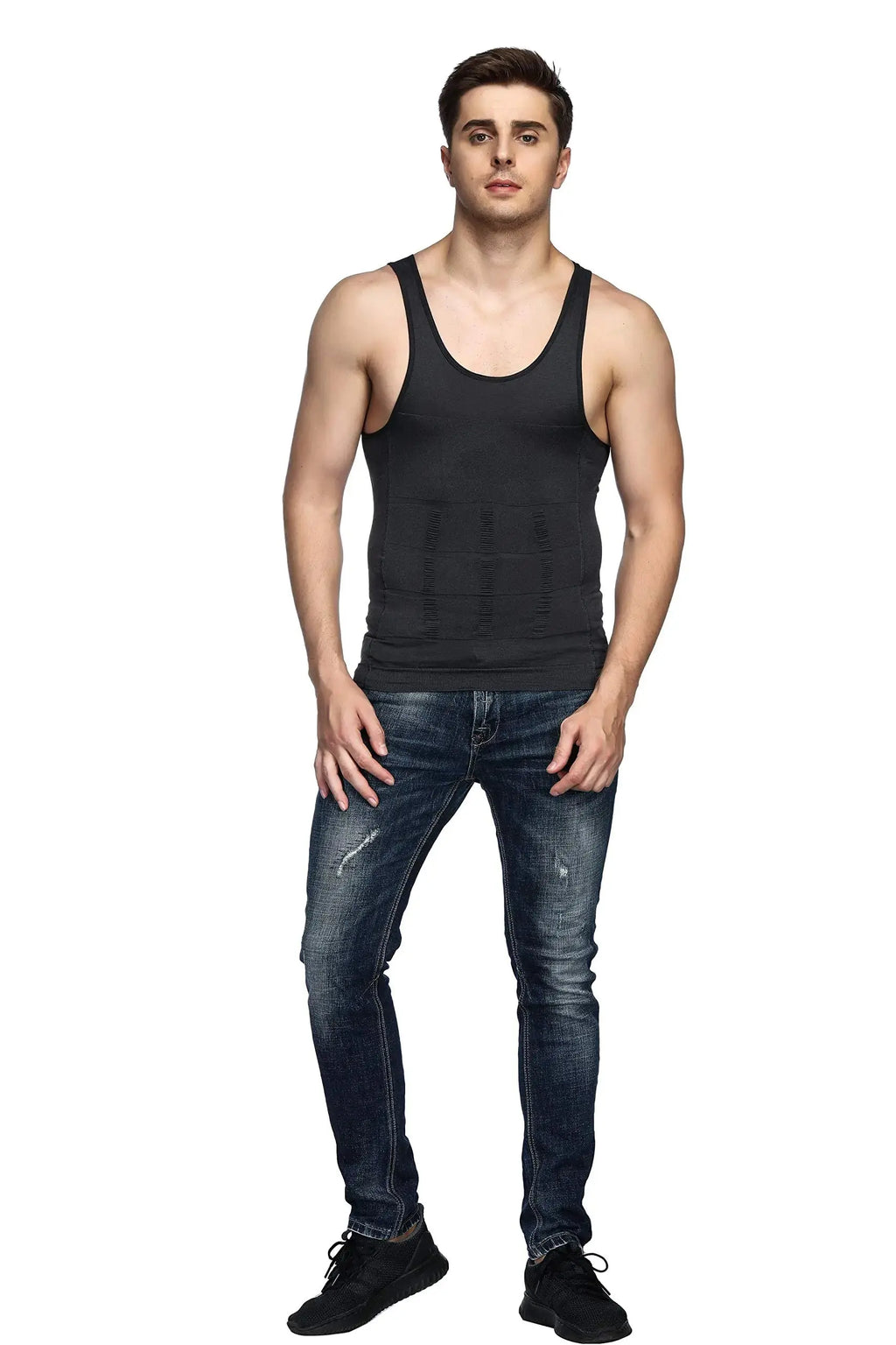 Odoland Mens 3 Pack Body Shaper Slimming Tummy Vest - Thermal Compression Shirt | Tank Top Shapewear