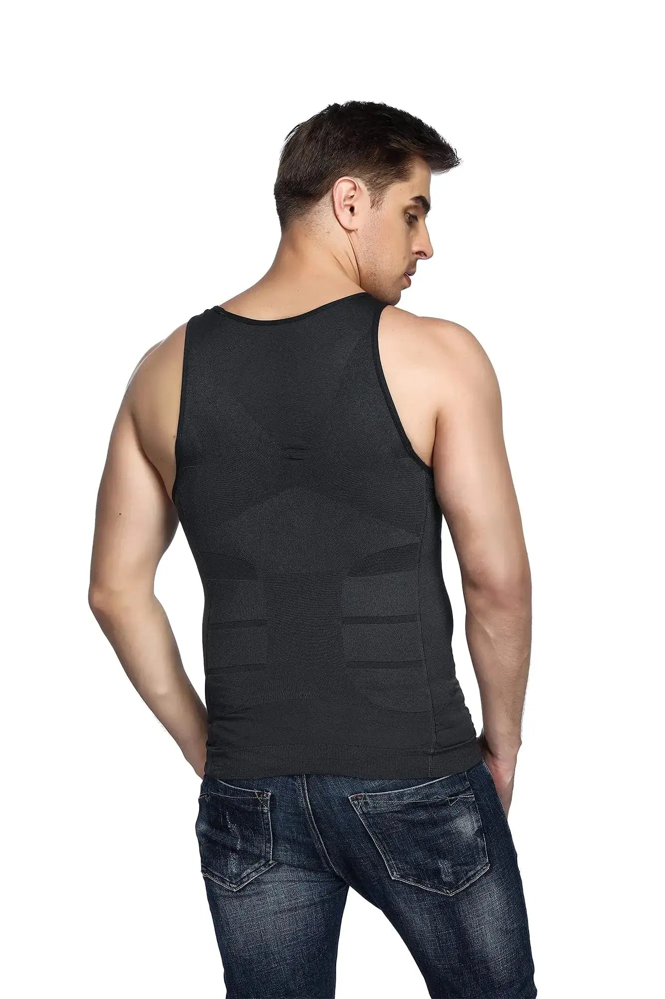 Odoland Mens 3 Pack Body Shaper Slimming Tummy Vest - Thermal Compression Shirt | Tank Top Shapewear
