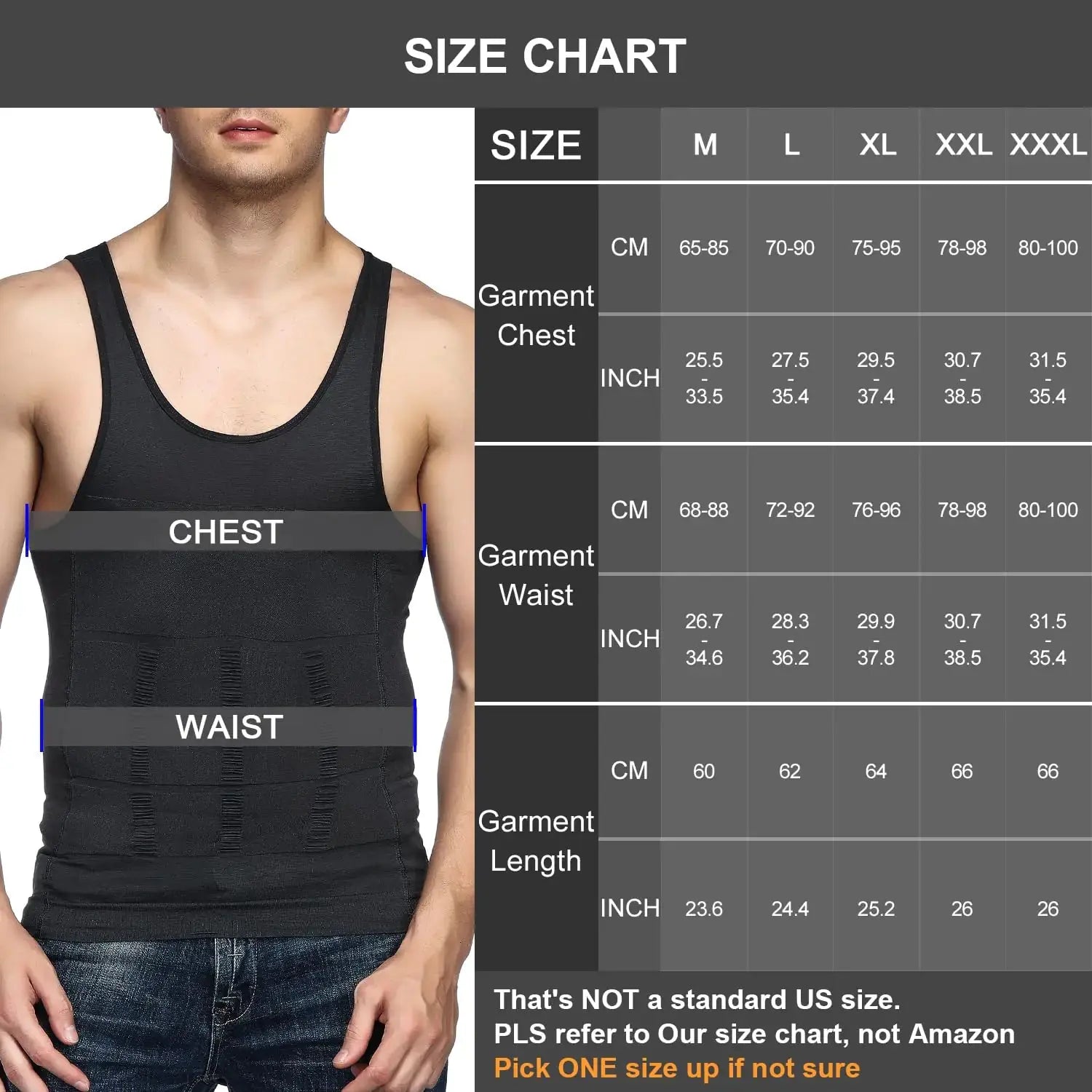 Odoland Mens 3 Pack Body Shaper Slimming Tummy Vest - Thermal Compression Shirt | Tank Top Shapewear