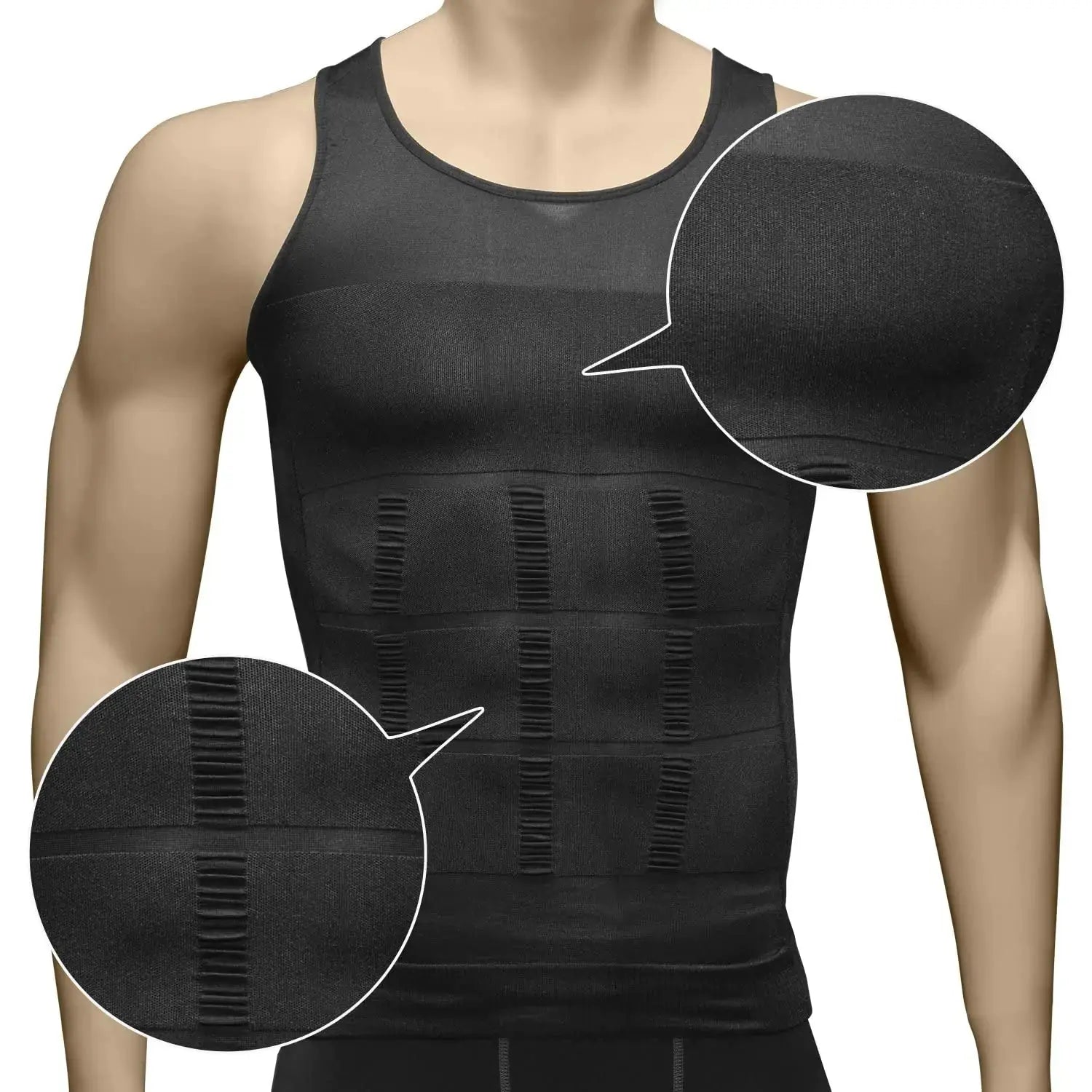 Odoland Mens 3 Pack Body Shaper Slimming Tummy Vest - Thermal Compression Shirt | Tank Top Shapewear
